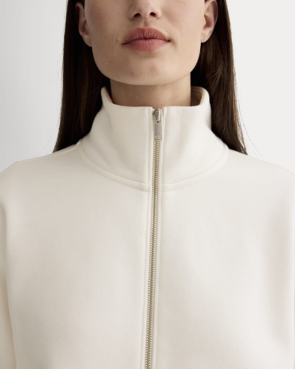 Luxe Fleece Half-Zip Sweatshirt in Bone — detail view