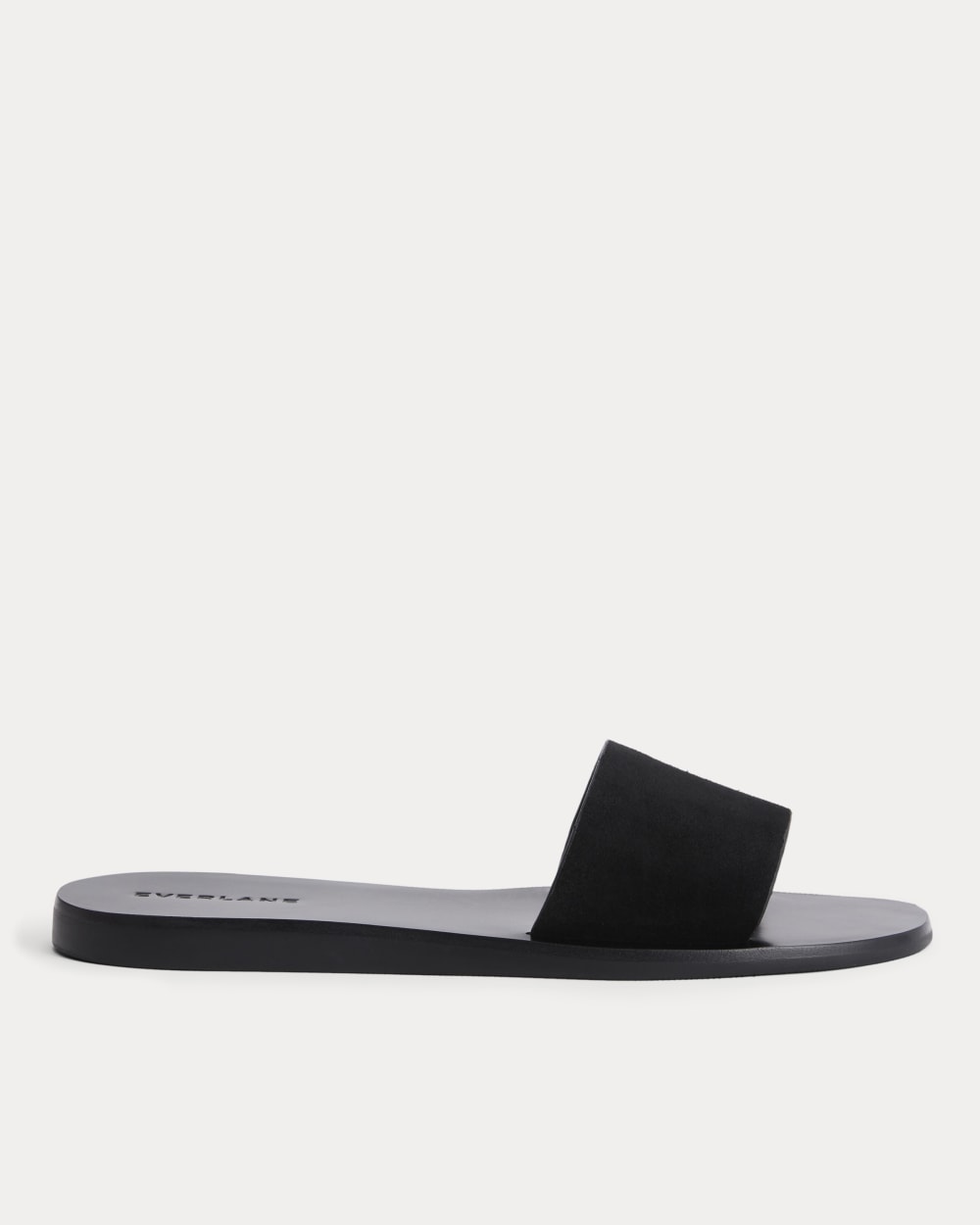 Suede Slide Sandal in Black Suede — front view