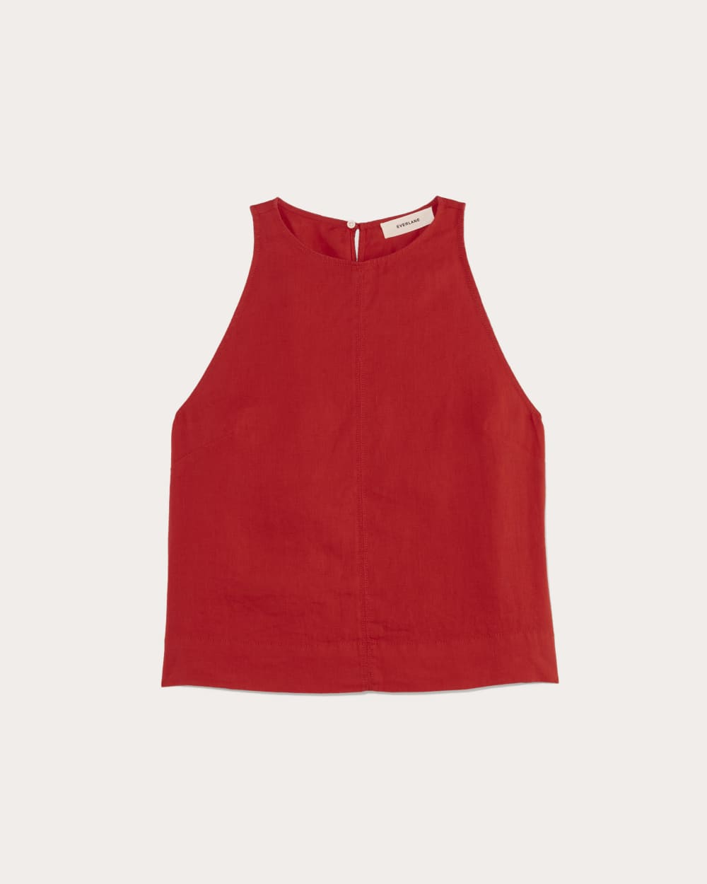The Linen High-Neck Tank in Classic Red — alternate view