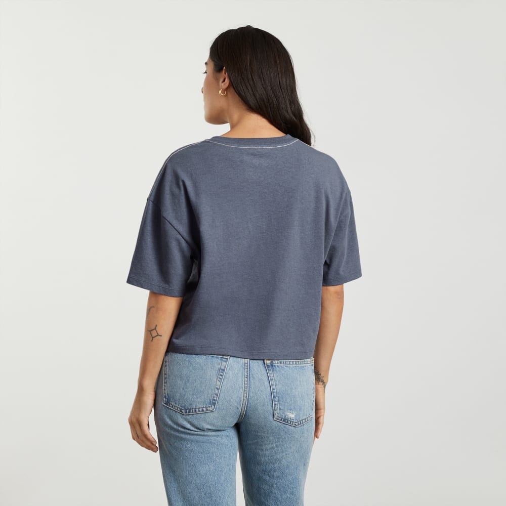 The Vintage Henley Hemp Tee in Atlantic — detail view
