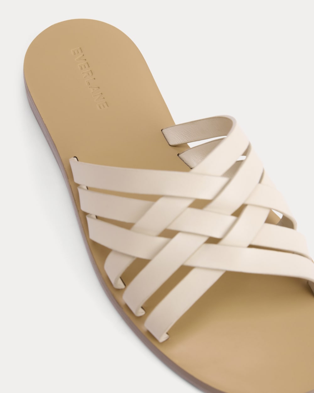Leather Triple Crisscross Sandal in Canvas — detail view