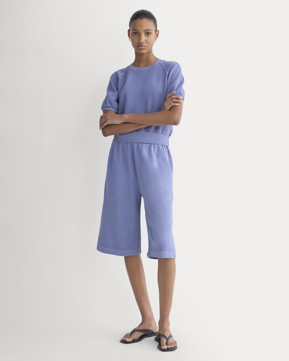Lightweight Terry Blouson Short-Sleeve Crew in Velvet Morning — detail view