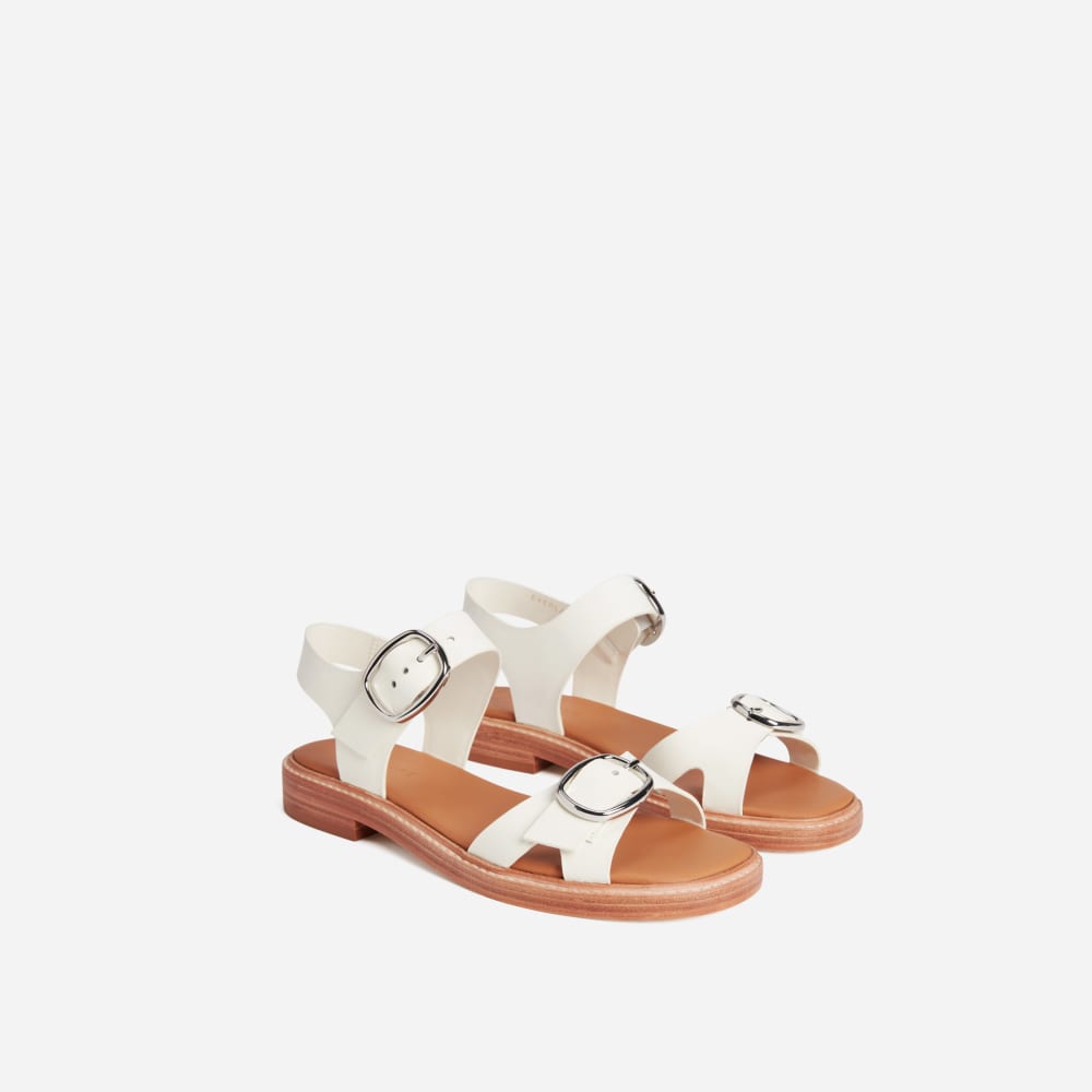 The Twin Buckle Sandal in Canvas Tan — alternate view