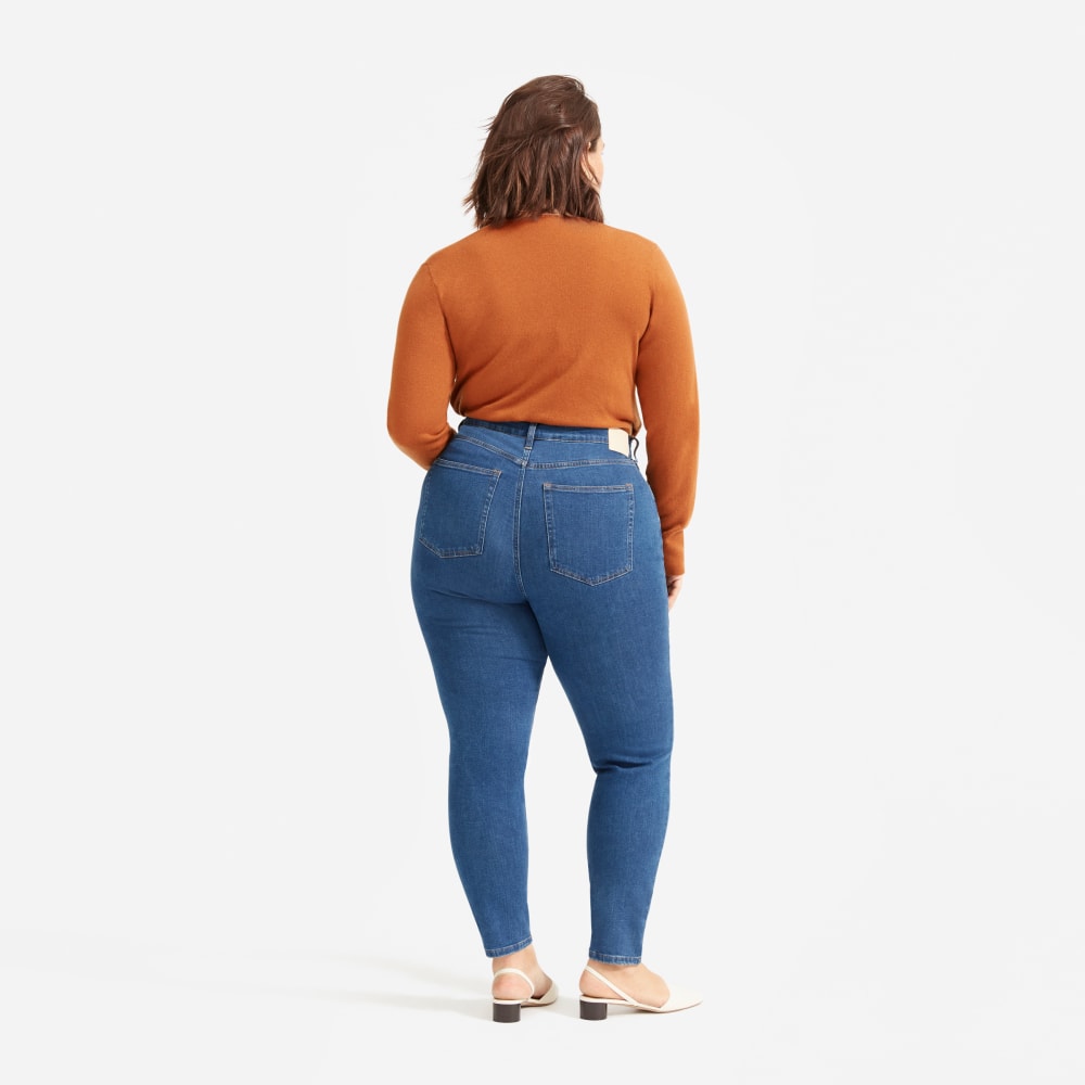 The Authentic Stretch High-Rise Skinny in Mid Blue — detail view