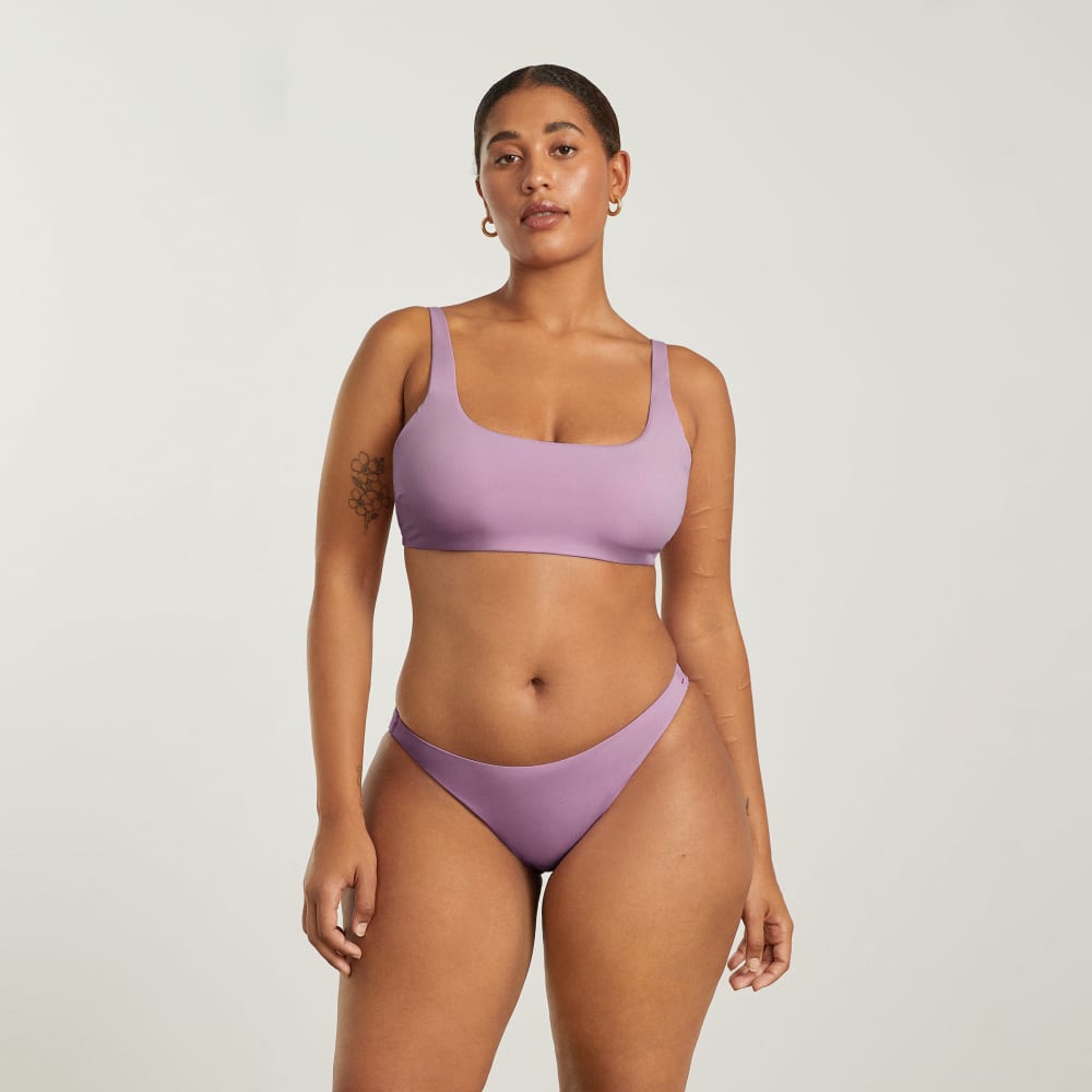 The Square-Neck Bikini Top in Lilac — detail view