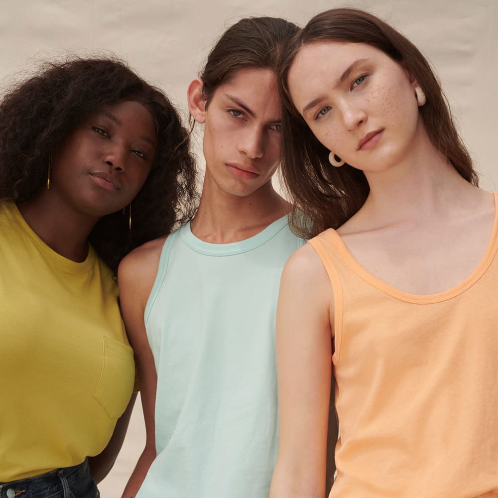 The Tank in Essential Cotton in Ice Blue — detail view