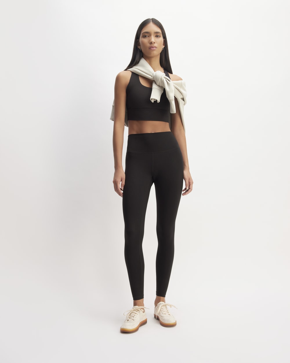 The Perform Longline Bra in Black — detail view