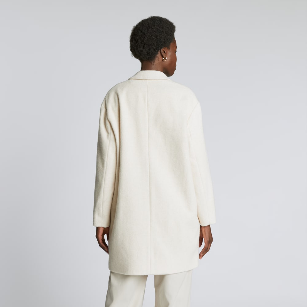 The Italian ReWool® Cocoon Coat in Cream — detail view