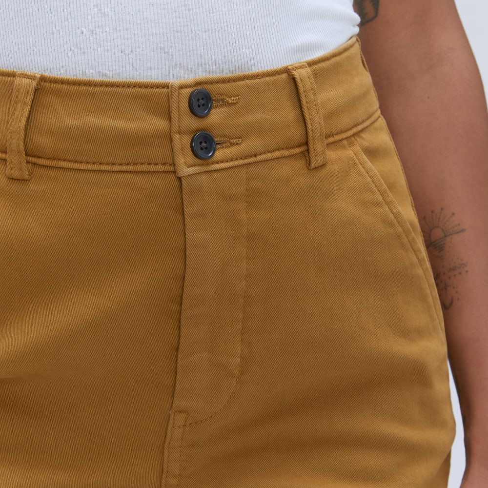 The Organic Wide-Leg Pant in Tapenade — detail view