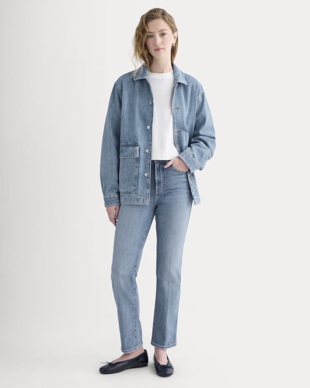 High-Rise Cigarette Jean in Medium Blue — detail view