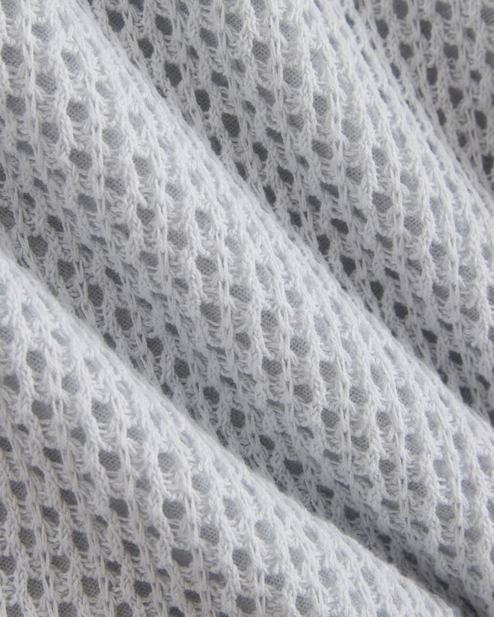 Lace-Knit Midi Skirt in Skywriting — detail view