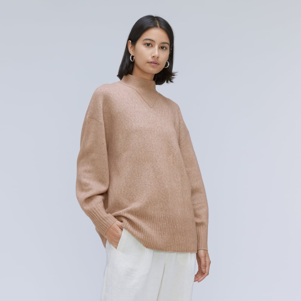 The Cozy-Stretch Pullover in Taupe Grey — front view