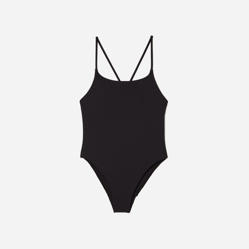 The String One-Piece in Black — front view