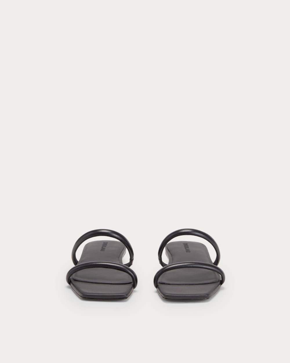 The Double Strap Sandal in Black — detail view