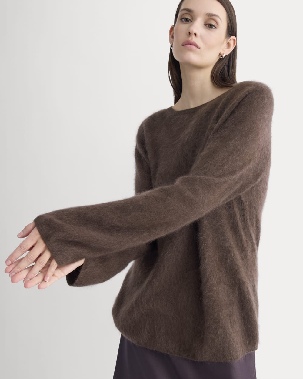Lush Cashmere Boatneck Sweater in Raven — front view