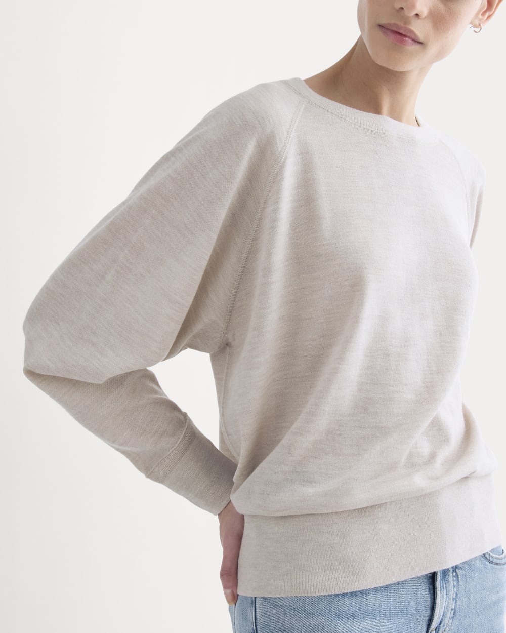 Raglan Sweater in Ultrasoft Merino in Heathered Oat — detail view
