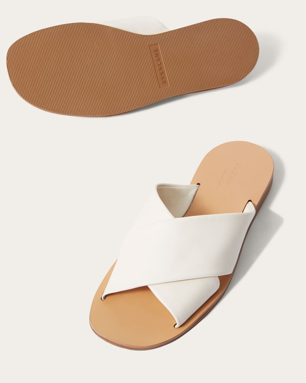 The Day Crossover Sandal in Cream — detail view