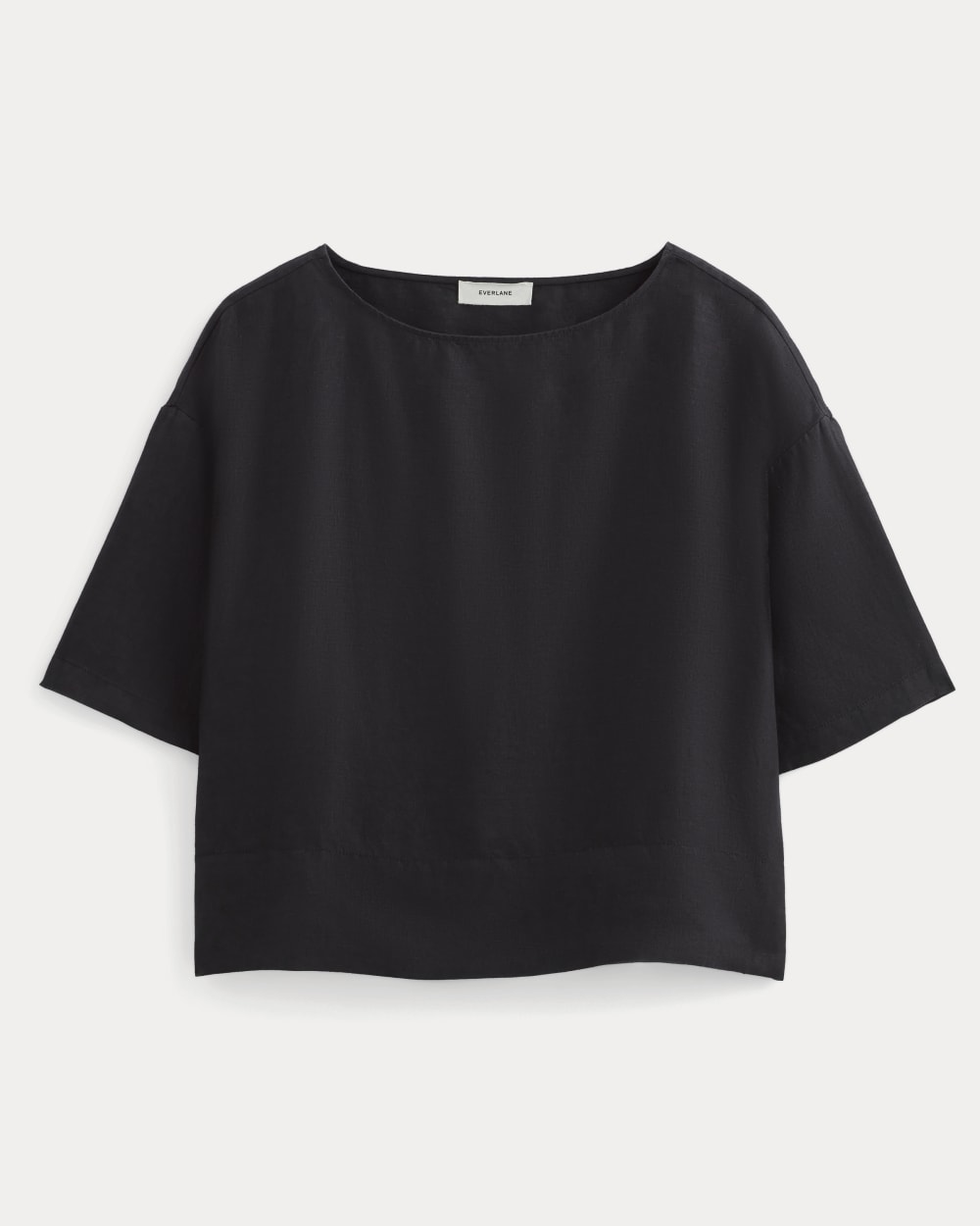 The Boatneck Top in Linen in Black — alternate view