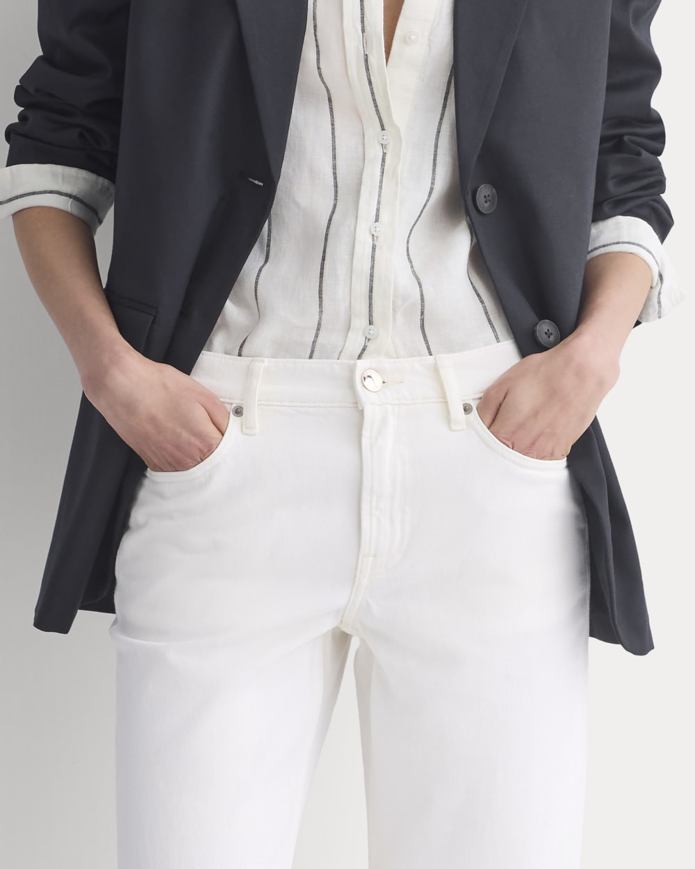 Low-Rise Straight Jean in Ecru — detail view