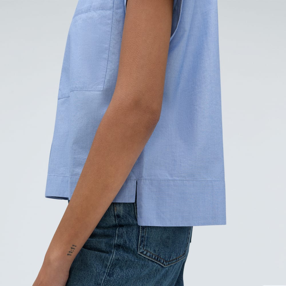 The Short-Sleeve Box Shirt in Slate Blue — detail view