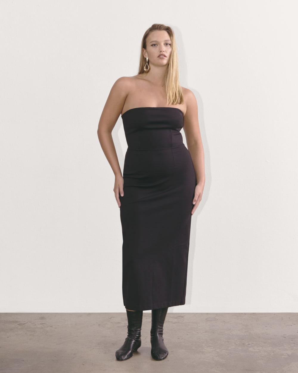 The Dream Strapless Dress in Black — detail view