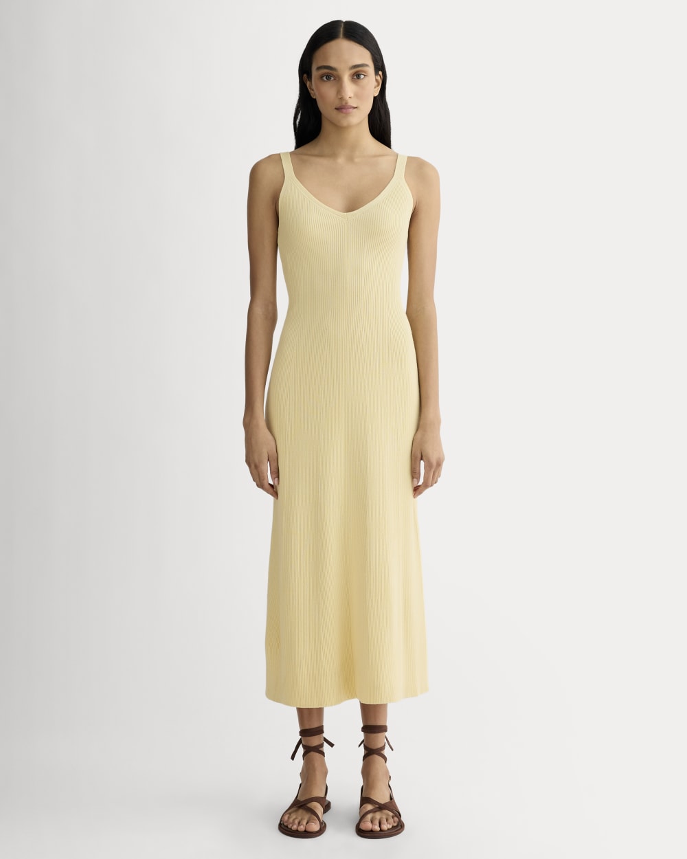 The Fine Knit Cami Dress in Banana Crepe — front view