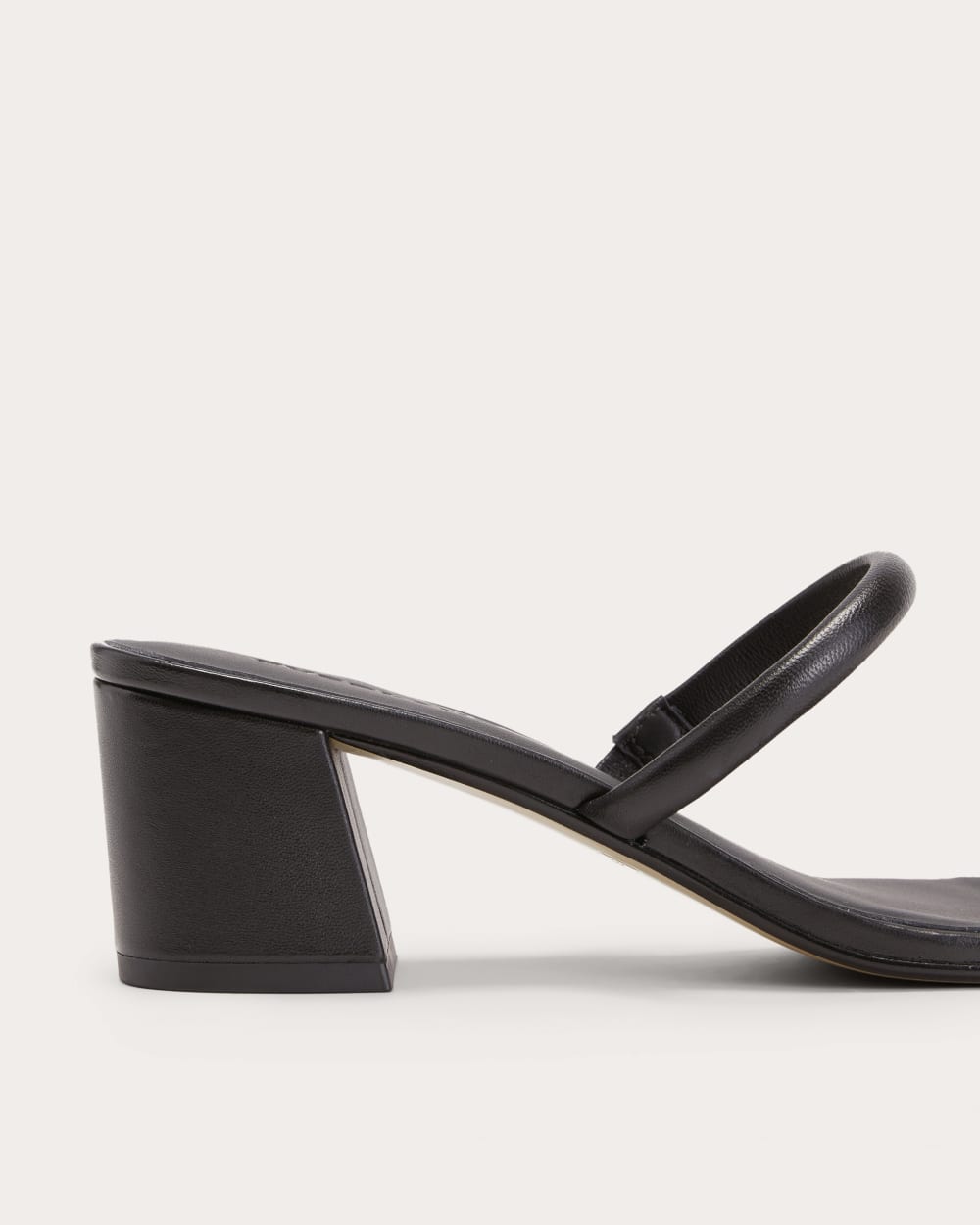 The Double Strap Heel in Black — detail view