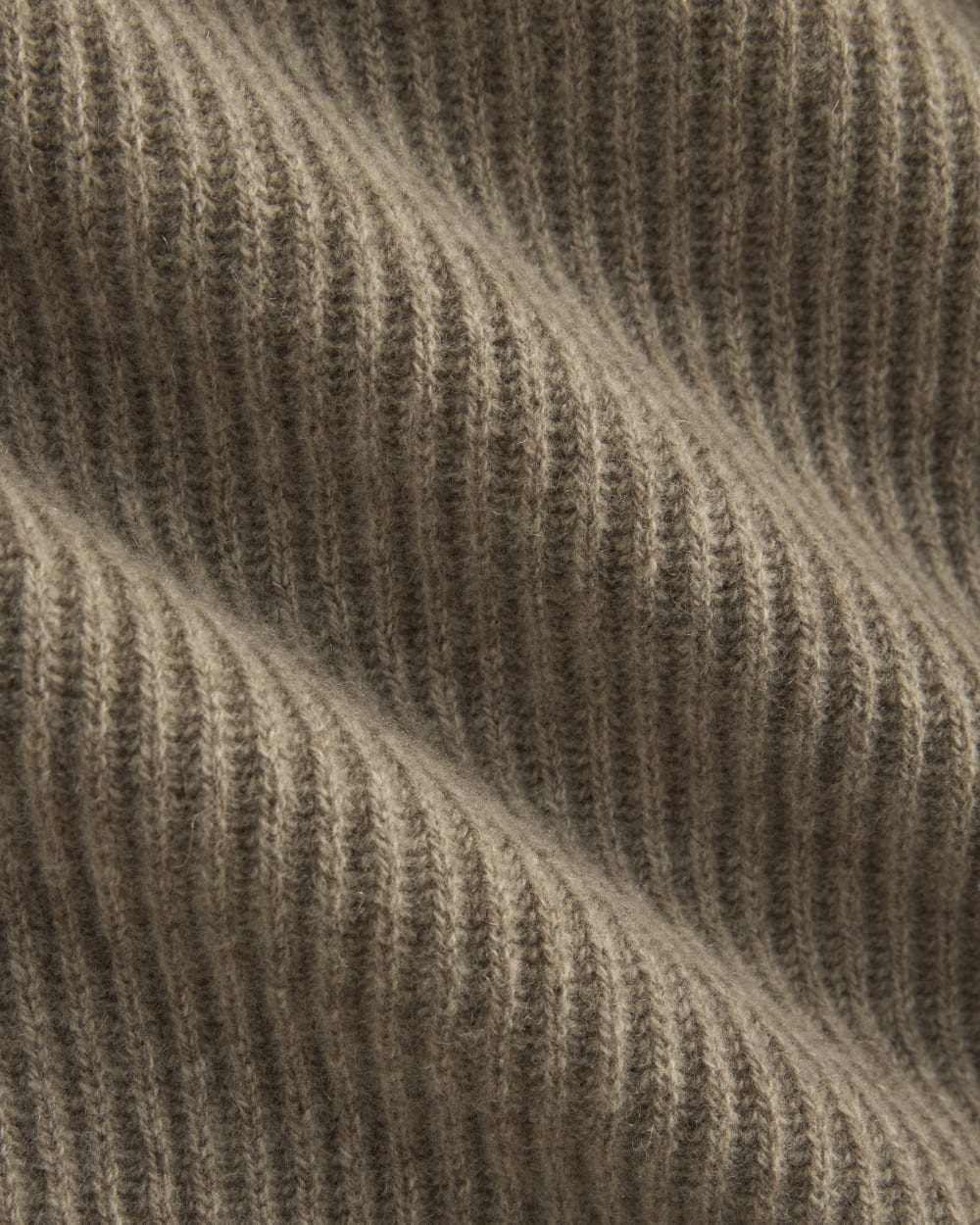 The Cocoon Crew in Wool Cashmere in Light Heathered Taupe — detail view