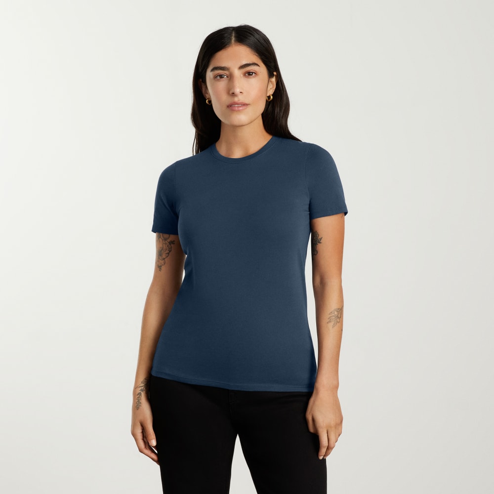 The Organic Cotton Crew Tee in Atlantic — alternate view