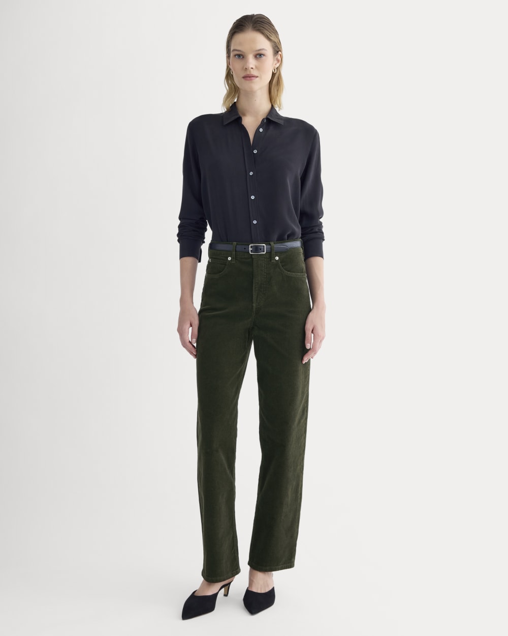 The Way-High® Corduroy Pant in Dark Forest — front view