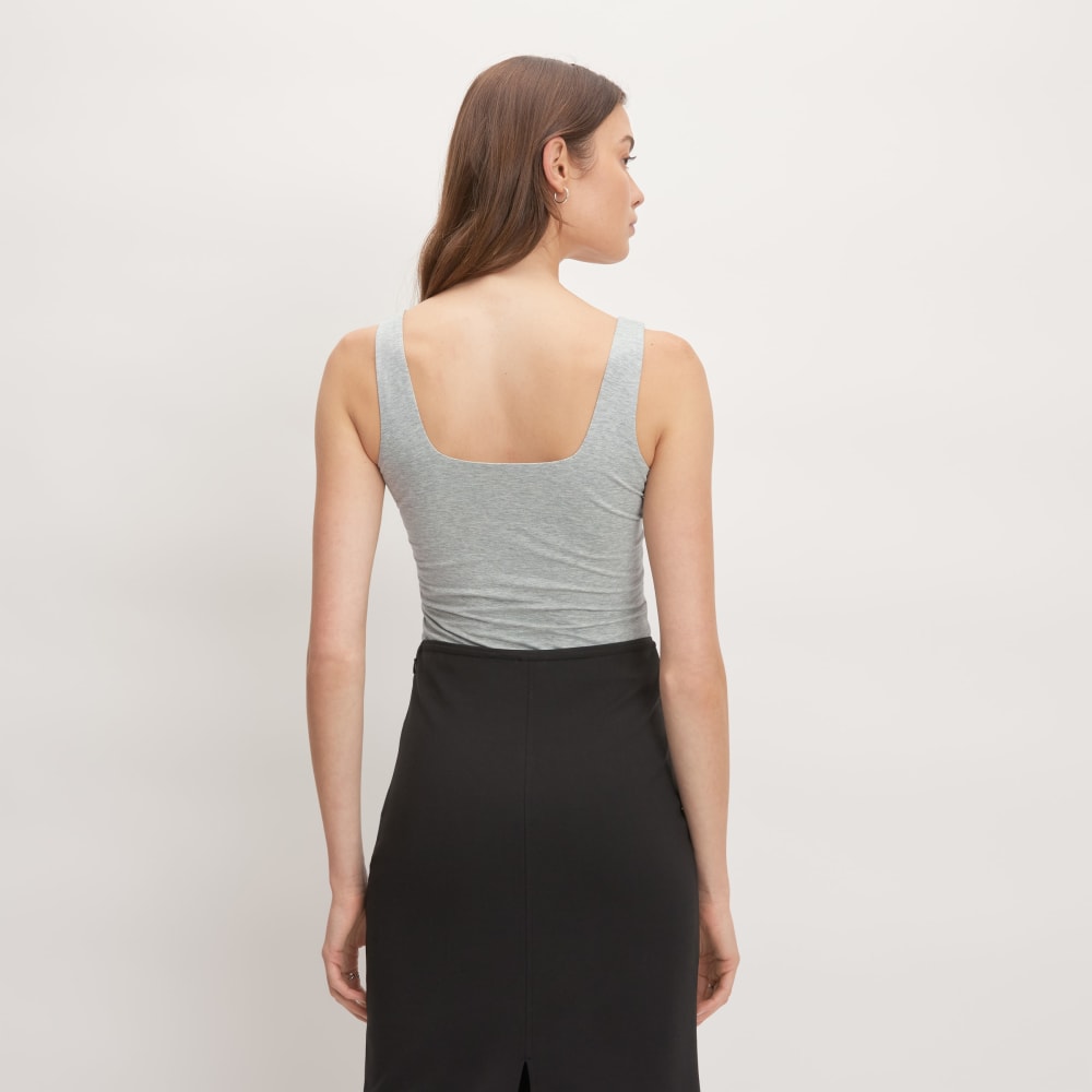 The Supima® Sleeveless Top in Heathered Grey — detail view