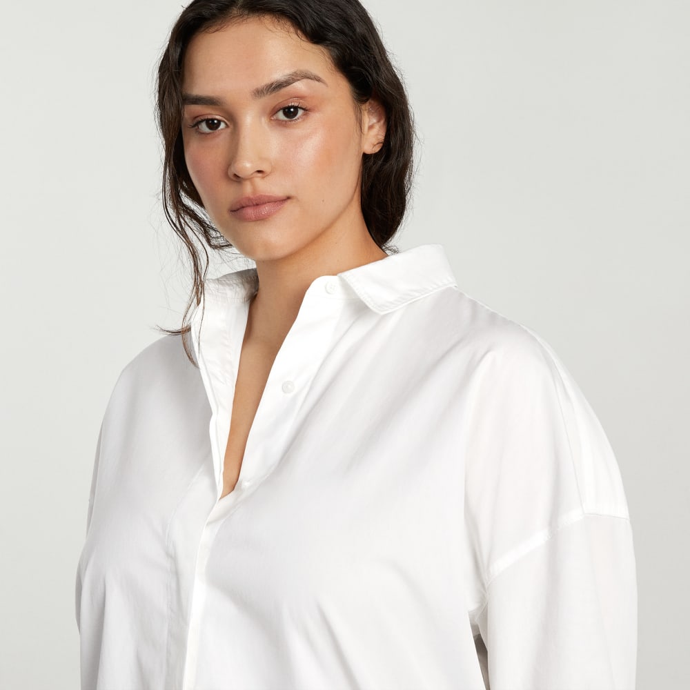 The Oversized Poplin Shirt in White — detail view
