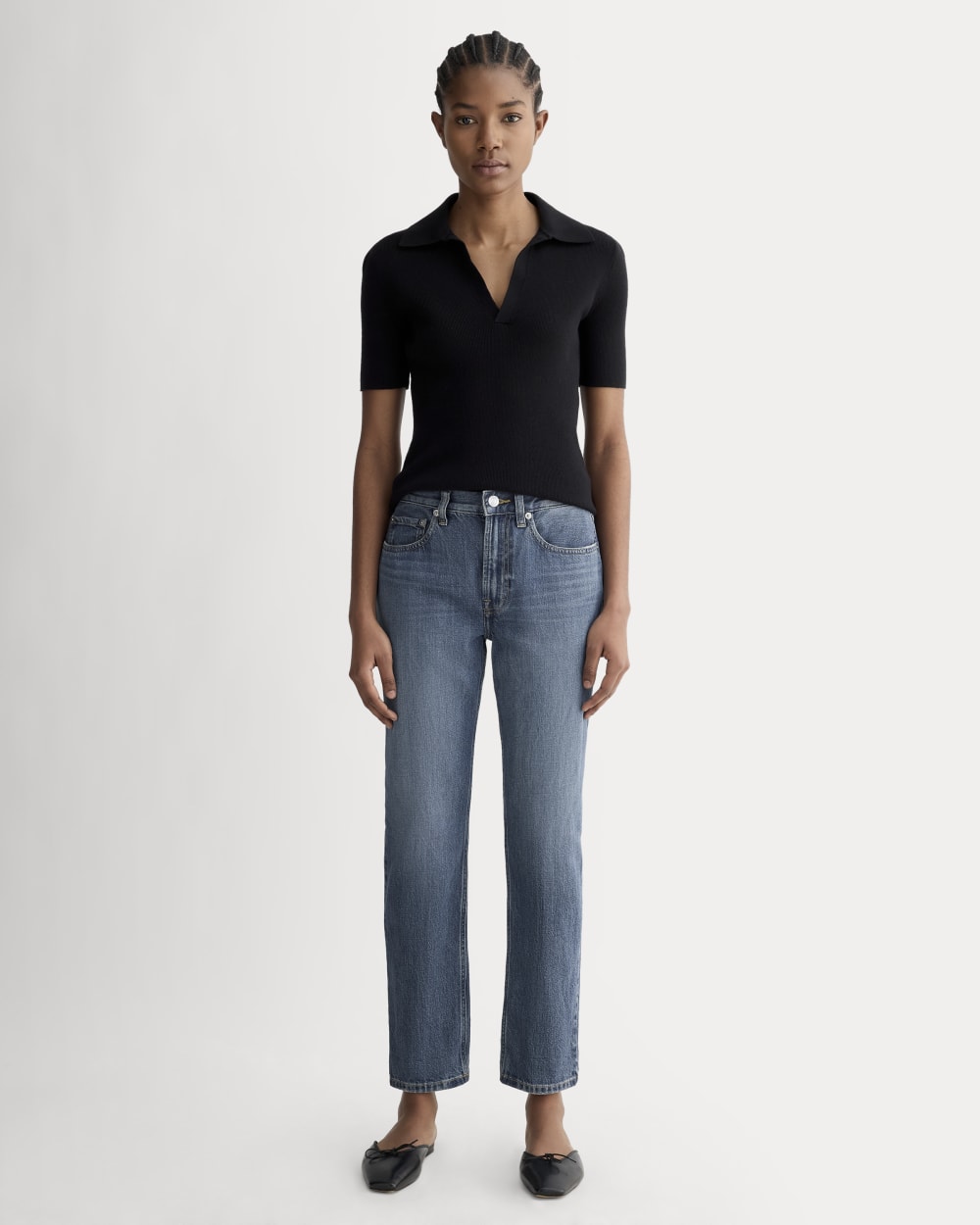 The Super-Soft Relaxed Jean in Mid Indigo — front view