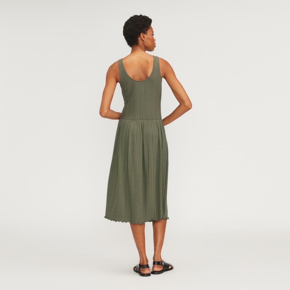 The Rib Soft Knit Scoop-Neck Dress in Kalamata — detail view