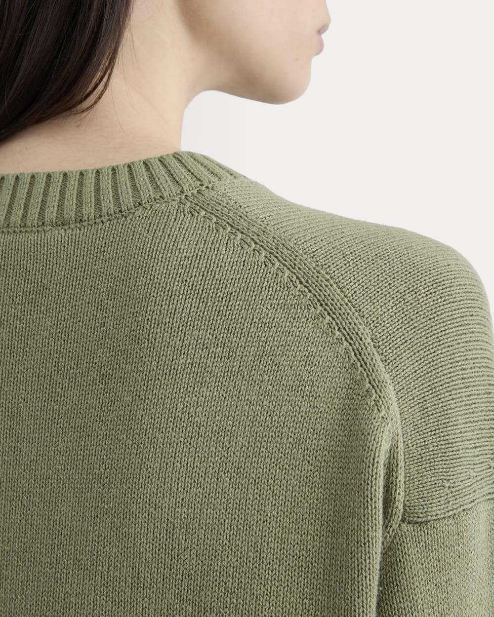 The Boxy Sweater in Everyday Cotton in Sagebrush — detail view