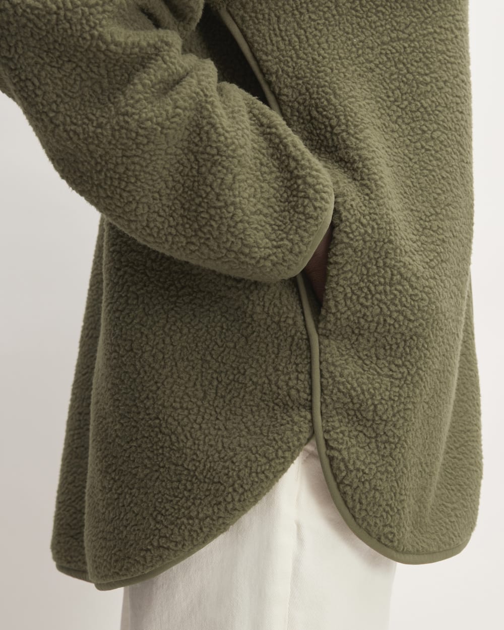 The ReNew Fleece Full-Zip Hoodie in Kalamata — detail view