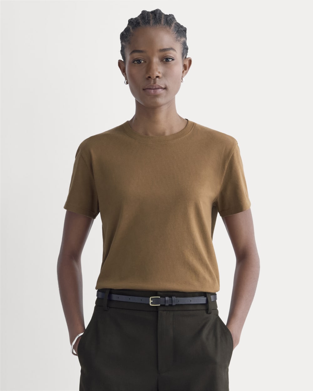 The Box-Cut Tee in Essential Cotton in Toffee — front view