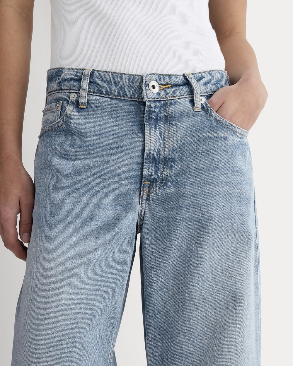 The Low-Key Jean in Light Indigo — detail view