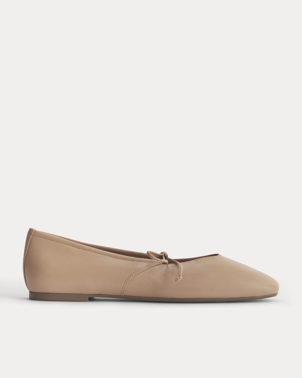 Leather Keyhole Flat in Blush Tan — front view