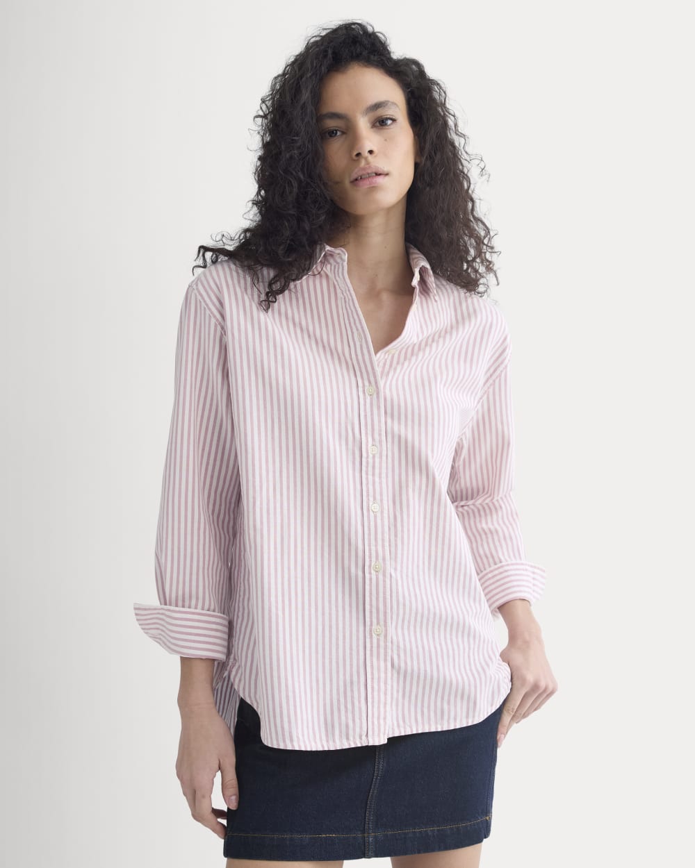 Everyday Oxford Shirt in Bone/Heather Rose — front view