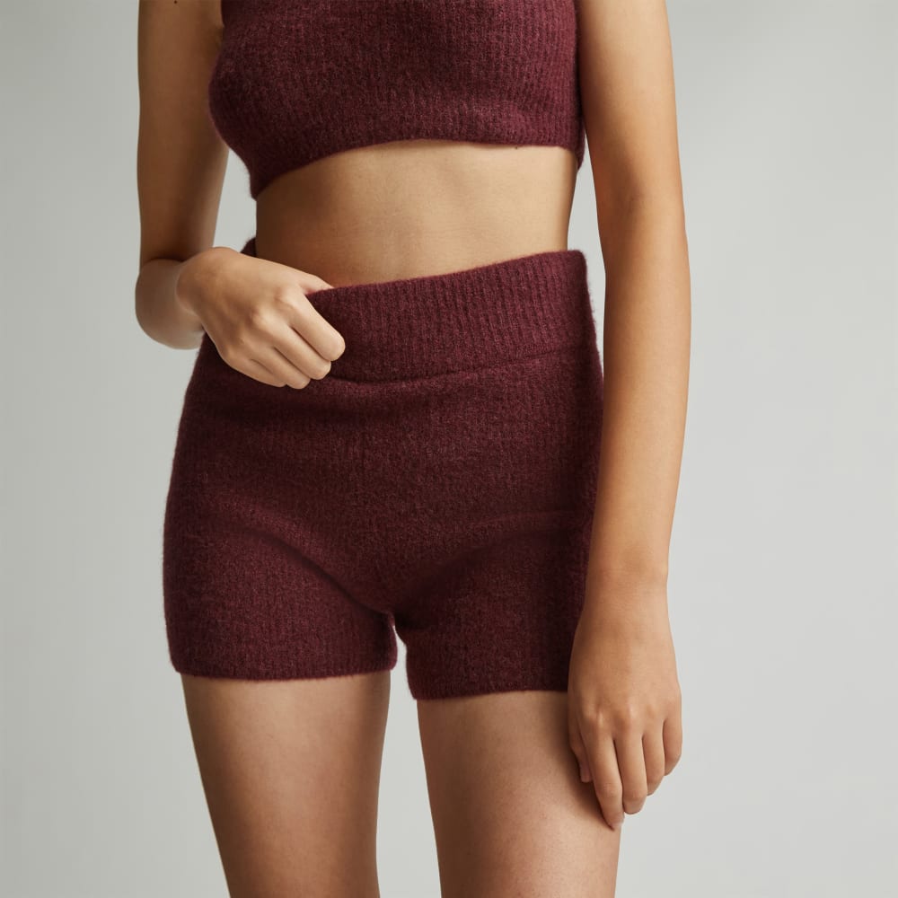 The Cozy-Stretch Short in Brandy — front view