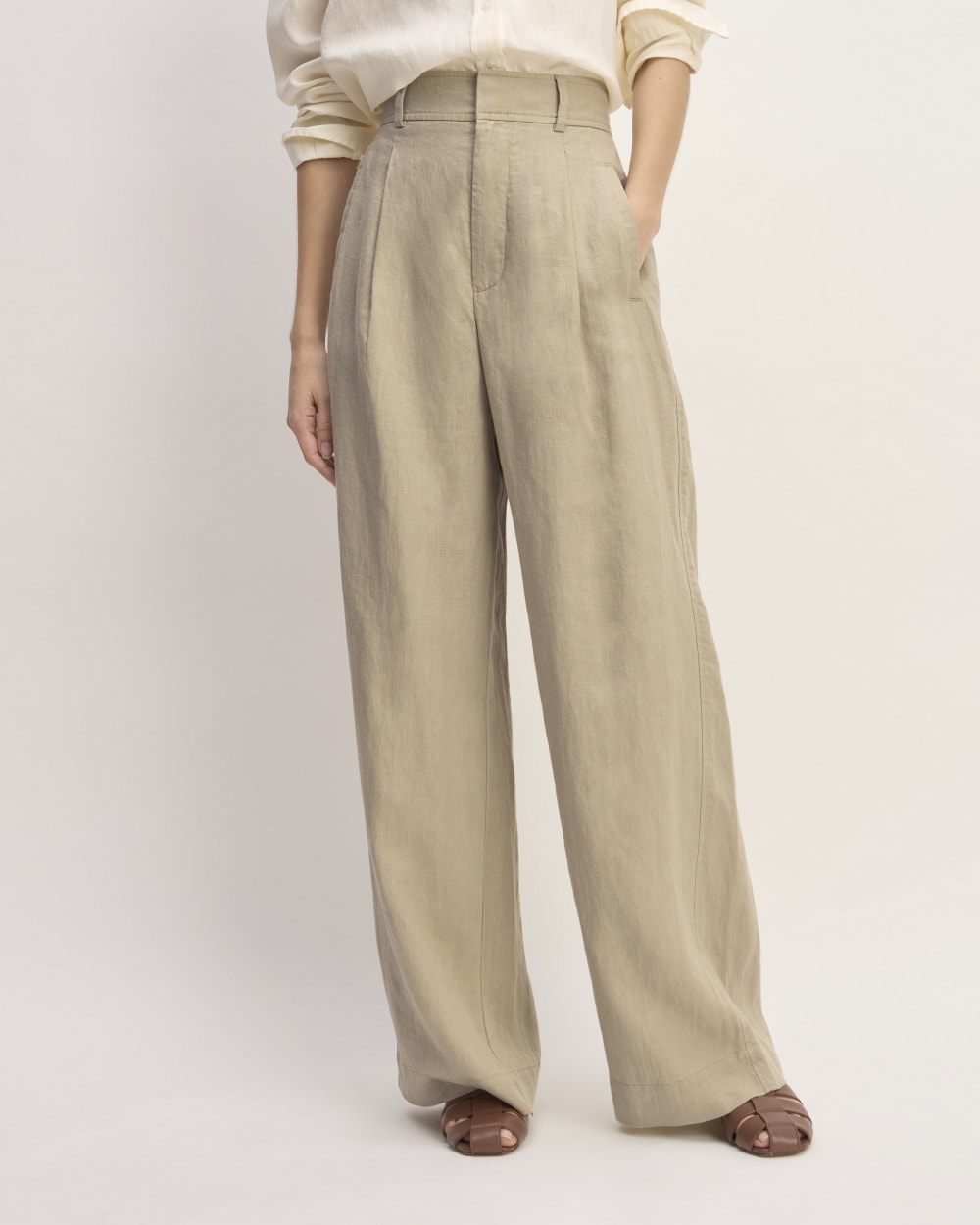 The Linen Way-High® Drape Pant in Trench Coat Khaki — detail view