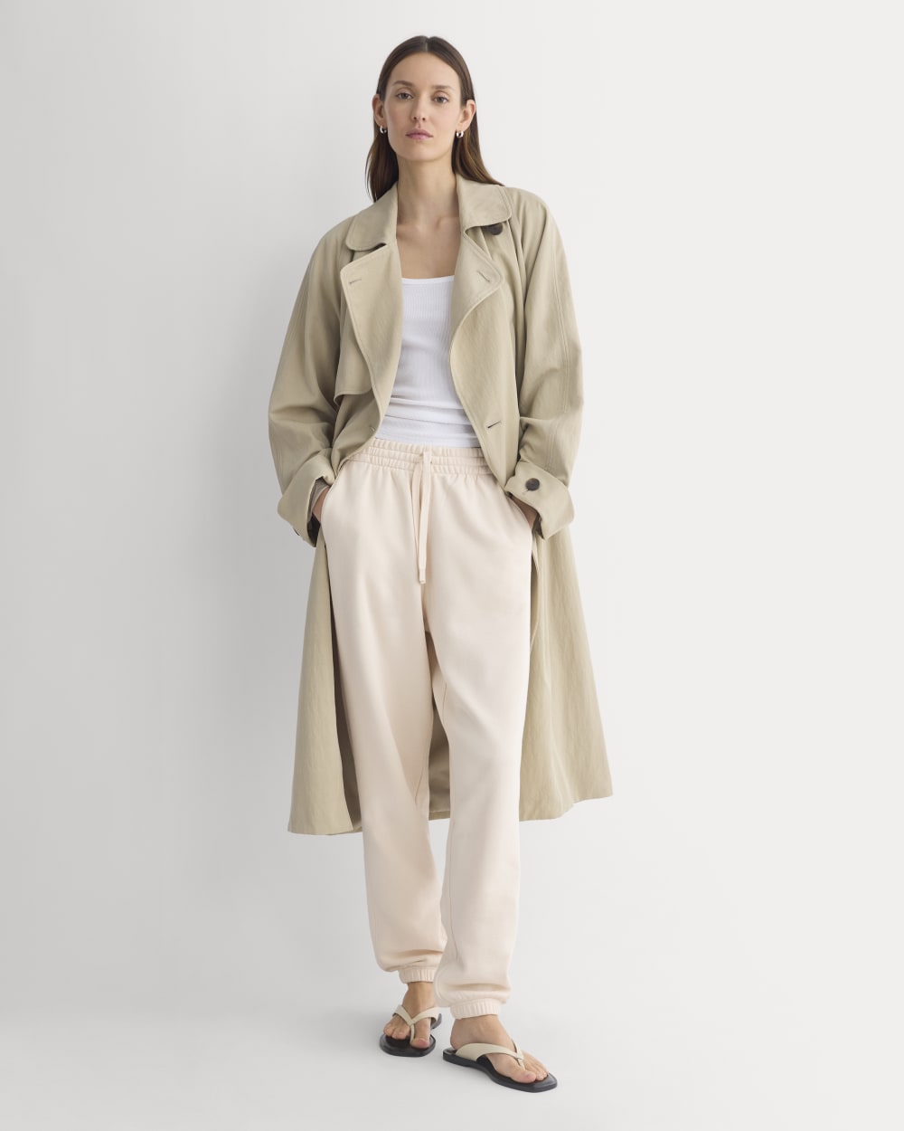 Lightweight Terry Jogger in Parchment — front view
