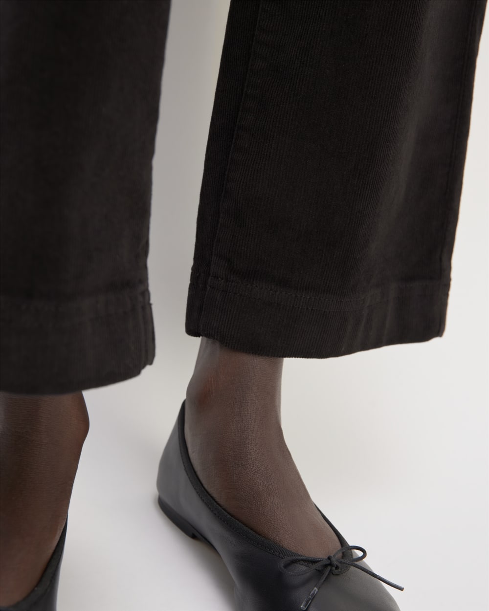 The Corduroy Wide-Leg Pant in Black — detail view