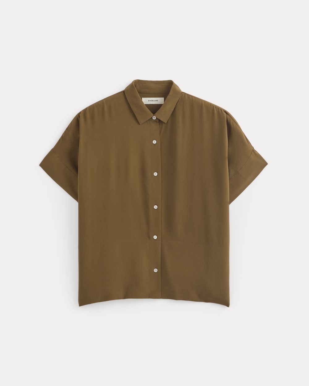 The Boxy Shirt in Washable Silk in Toffee — alternate view