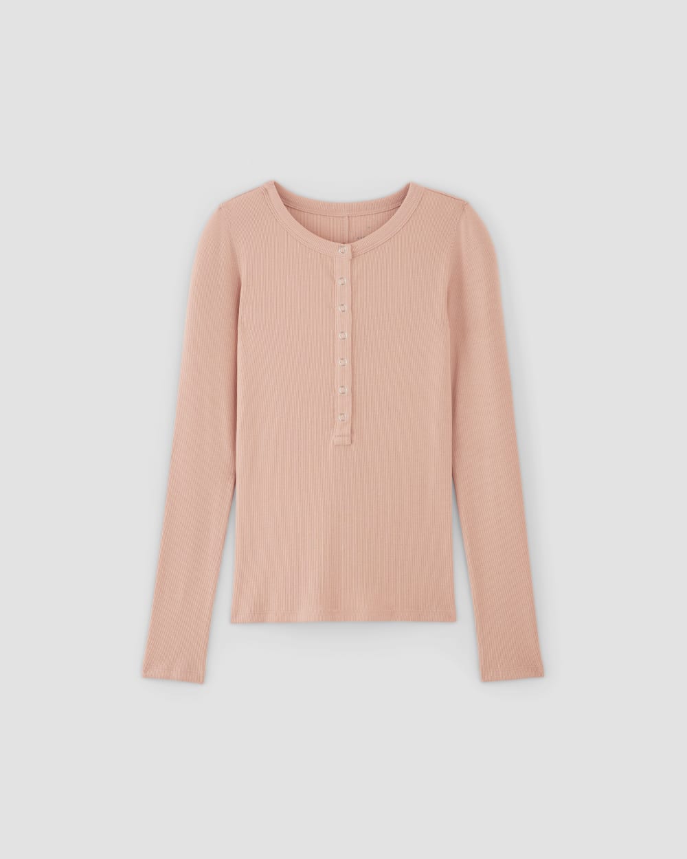 The Luxe Rib Henley in Blush Pink — alternate view