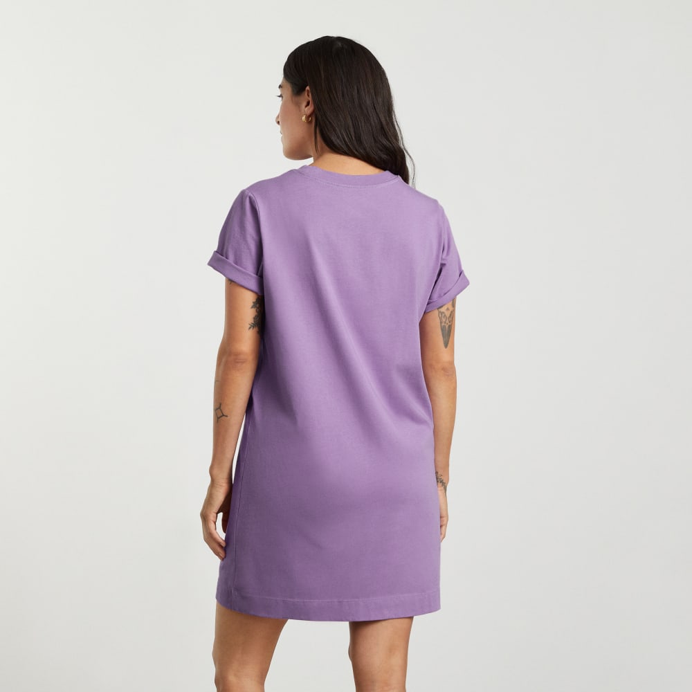 The Organic Cotton Weekend Tee Dress in Dark Orchid — detail view