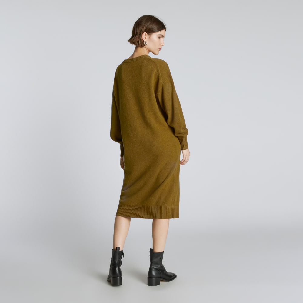 The Cashmere Midi Dress in Tapenade — detail view