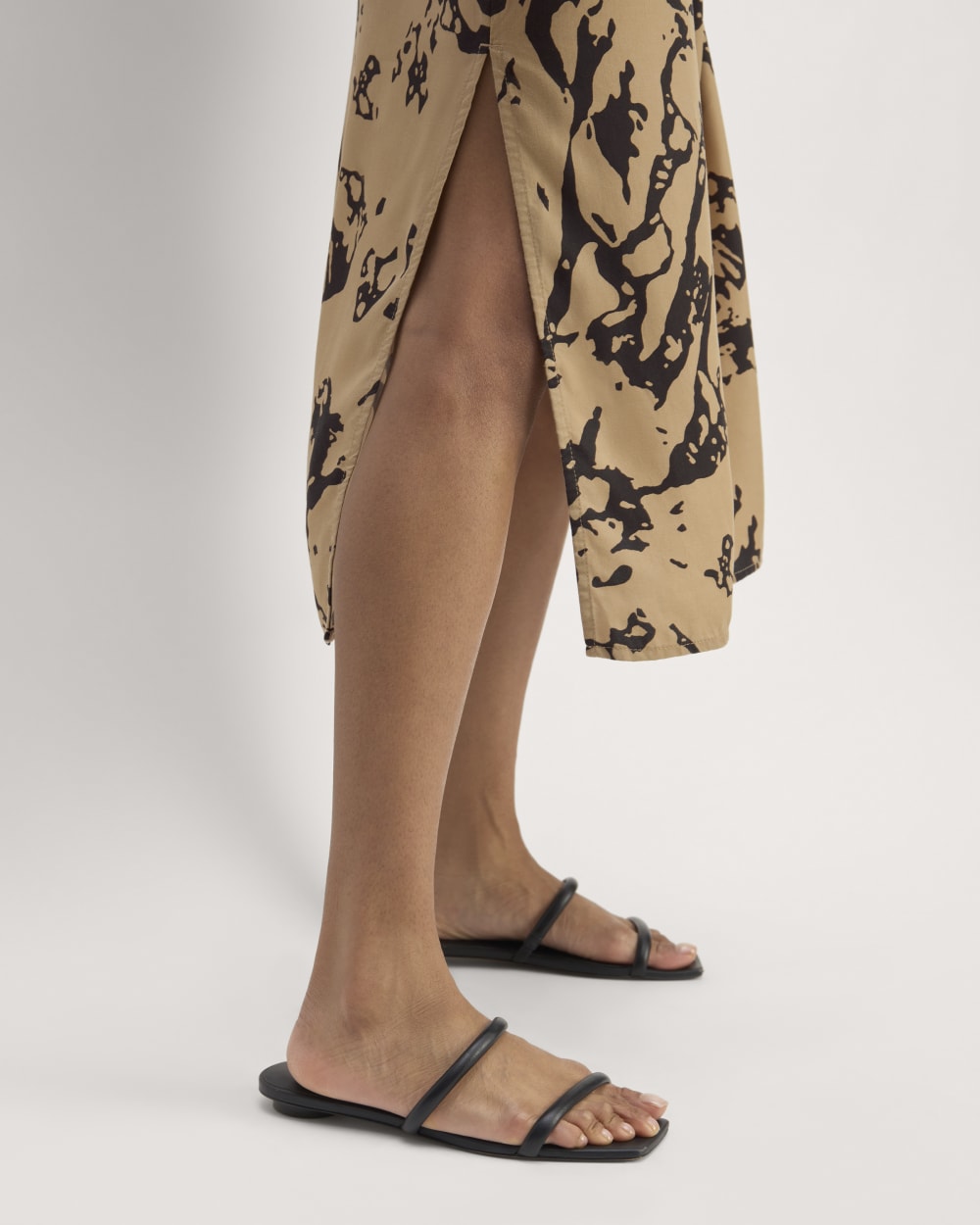 The TENCEL™ Midi Slip Dress in Black / Cornstalk Abstract — detail view