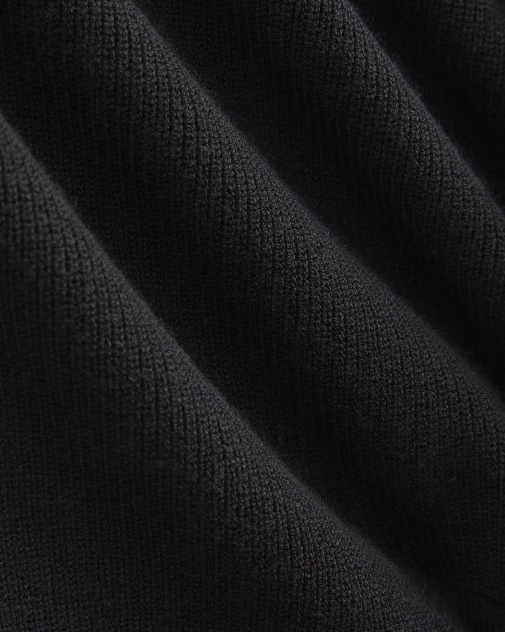 Knit Quarter-Zip Polo Dress in Black — detail view